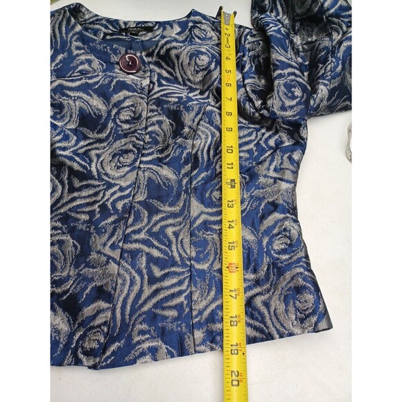 Tribal Blue and Silver Floral Blazer - Picture 7 of 10